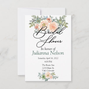 Blush and green watercolor floral  invitation