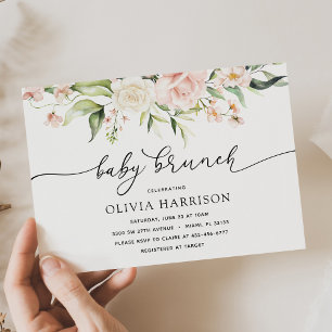Blush and Greenery Baby Brunch Shower Invitation