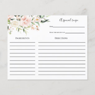 Blush and Greenery Bridal Shower Recipe card