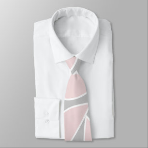 Blush and Grey Abstract Leaves Tie