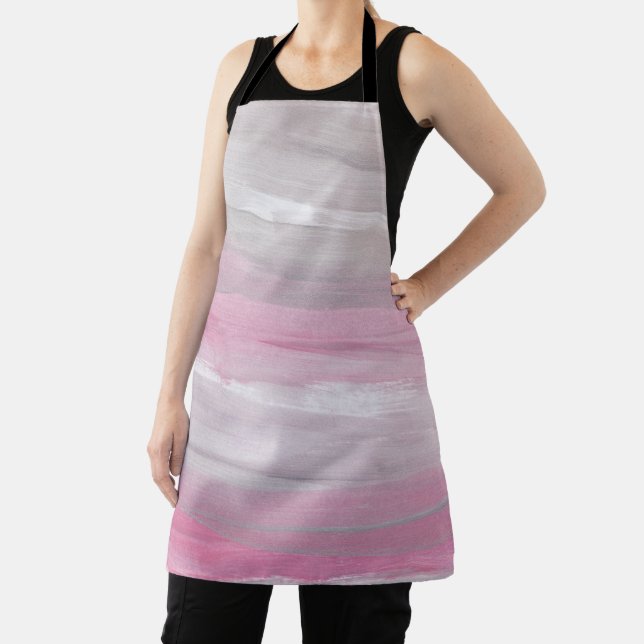 Blush and Grey Brushstroke Waves 1 Apron (Insitu)