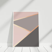 Blush and Grey Geometric Abstract Wall Art