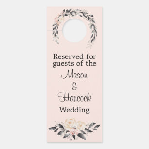 Blush and Grey Wedding Hotel Room Reserved Door Hanger