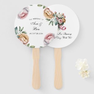 Blush and Ivory Rose Floral Wedding Hand Fan