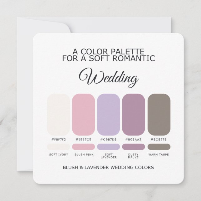 Blush and Lavender Wedding Colour Palette Card (Front)