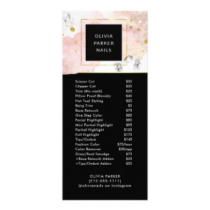 Blush and Marble Salon Price List Services Rack Card