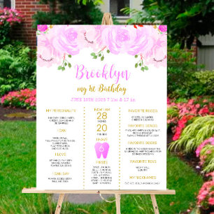 Blush and Navy 1st Birthday Milestone Poster