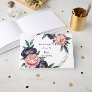 Blush and Navy Blue Wedding Guest Book