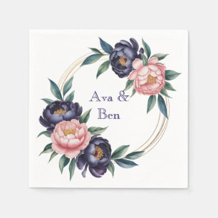 Blush and Navy Blue Wedding Napkin