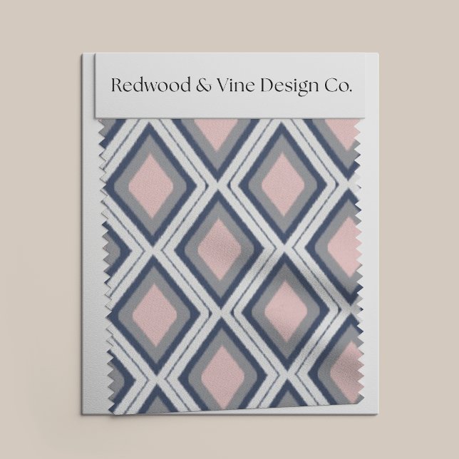 Blush and Navy Diamond Ikat Pattern Fabric (Creator Uploaded)