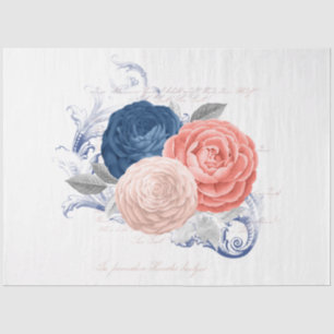 Blush and Navy Floral Ephemera Series Design 12 Tissue Paper