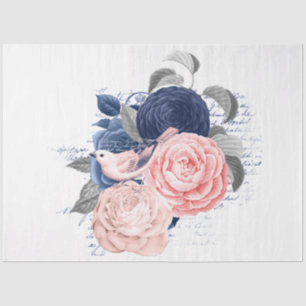 Blush and Navy Floral Ephemera Series Design 9 Tissue Paper