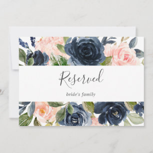 Blush and Navy Flowers   White Reserved Sign