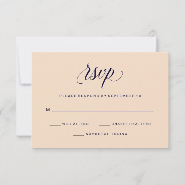 Blush and Navy Typography | RSVP Card (Front)