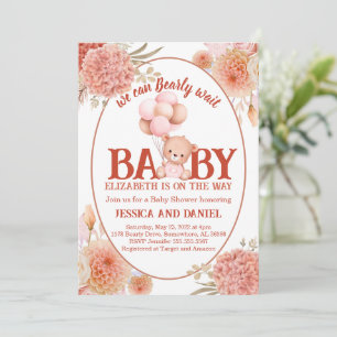 Blush and Pink Bear Baby Shower Invitation