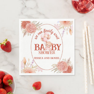 Blush and Pink Bear Baby Shower Napkin