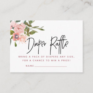 Blush and Rose Gold Baby Shower Diaper Raffle Enclosure Card