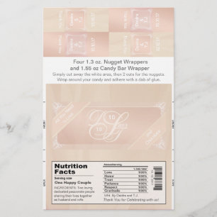 Blush and Rose Gold Candy Bar and Nugget Wrappers