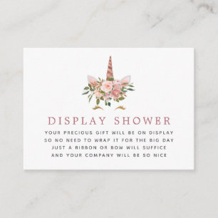 Blush and Rose Gold Unicorn Baby Display Shower Enclosure Card