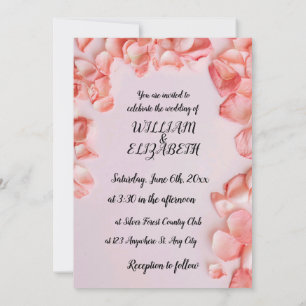 Blush and Rose Petals  Invitation