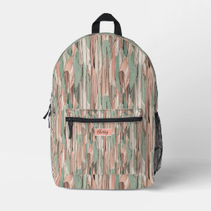 Blush and Sage Abstract Stripes Printed Backpack