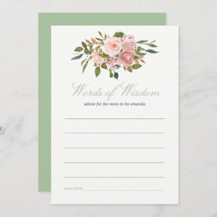 Blush and Sage Baby Shower Advice for Mum Invitation