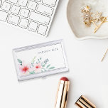 Blush and Sage Floral Business Card Holder<br><div class="desc">Elegant and feminine business card case in features a bouquet of blush pink watercolor flowers and sage green leaves blooming from the corner. Personalise with your name,  monogram or business name in modern slate lettering.</div>