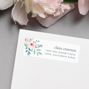 Blush and Sage Floral Return Address