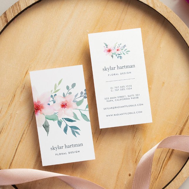 Blush and Sage Floral | Vertical Business Card (Creator Uploaded)