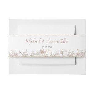 Blush and Sage Wildflower Spring Wedding Invitation Belly Band