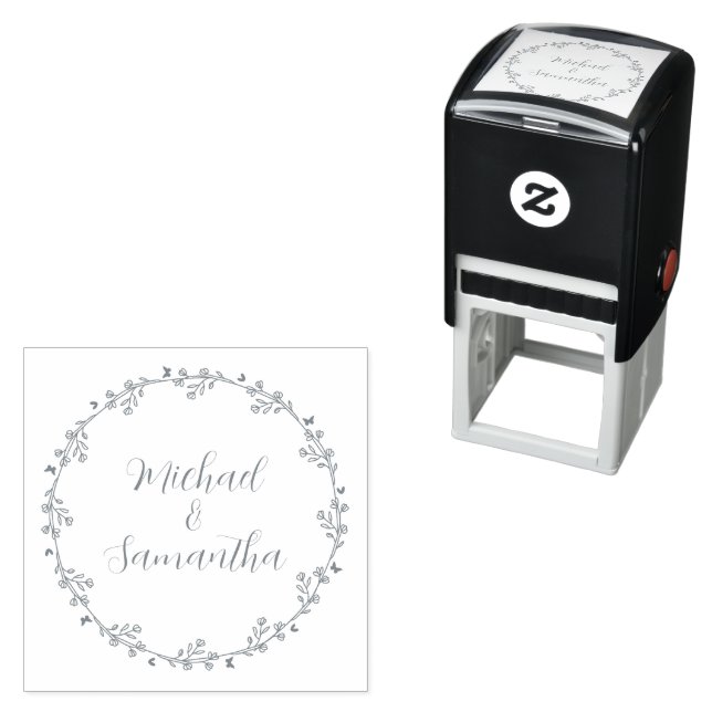 Blush and Sage Wildflower Spring Wedding Self-inking Stamp (In Situ)
