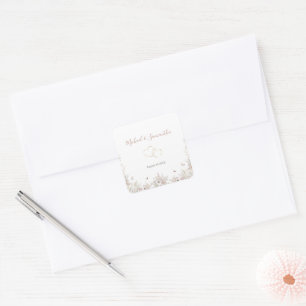 Blush and Sage Wildflower Spring Wedding Square Sticker