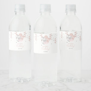 Blush and Silver Balloons Birthday  Water Bottle Label