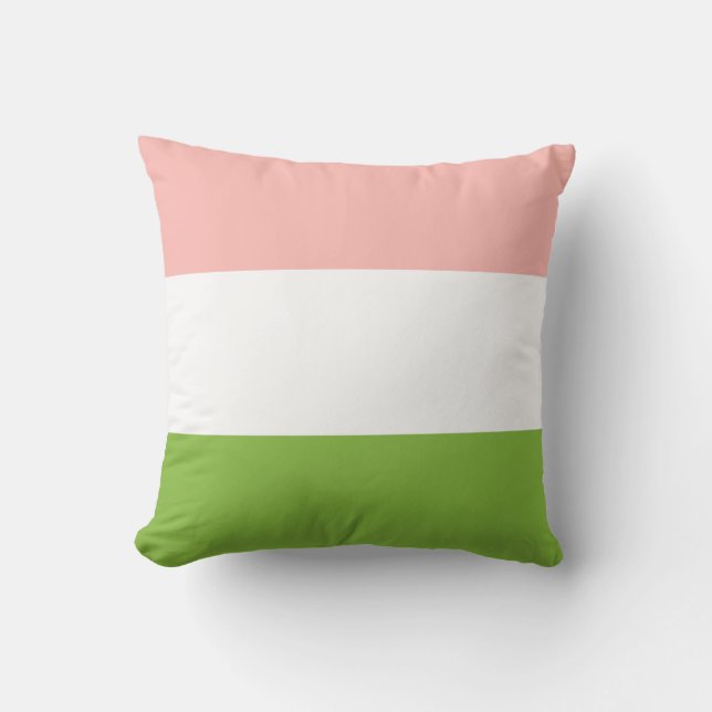 Blush and Spring Green Striped Pillow (Front)