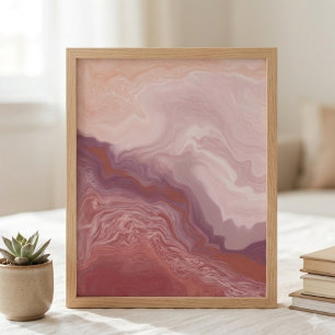 Blush and Terracotta Fluid Abstract Art Poster