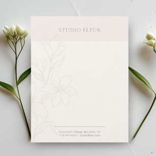 Blush and White   Chic Minimal Floral Letterhead