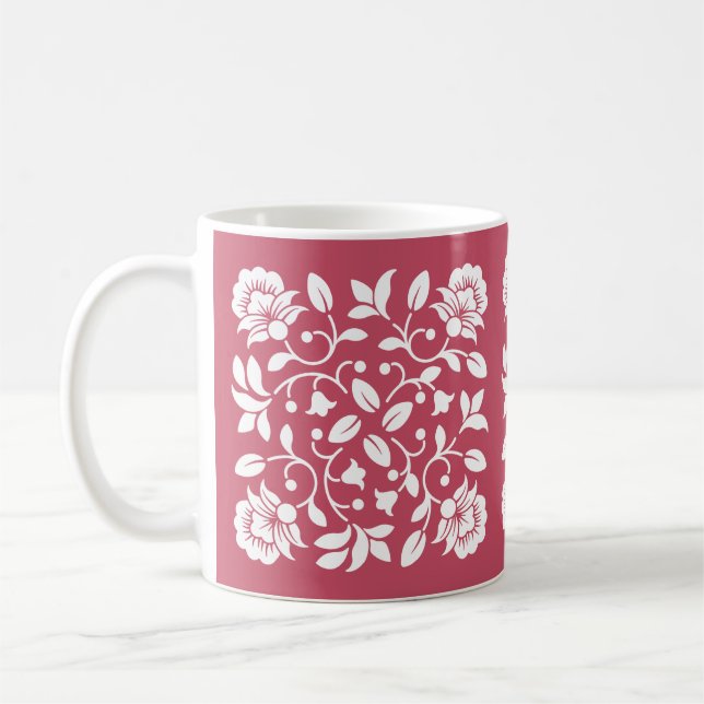 Blush and White colour Flowers Coffee Mug (Left)