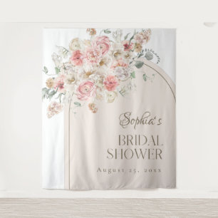 Blush and White Floral Arch Backdrop Tapestry