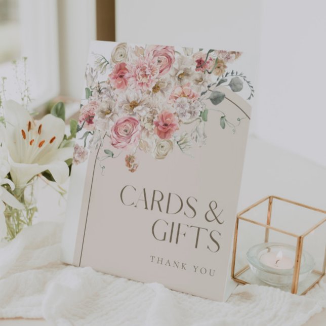Blush and White Floral Arch Gifts and Cards Sign (Creator Uploaded)