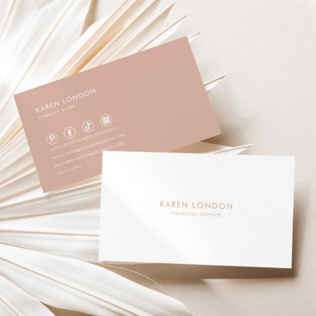 Blush and White Minimalist Financial Advisor Business Card (Creator Uploaded)