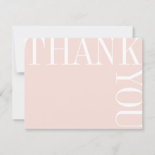 Blush and White Modern Large Text Thank You Note Card