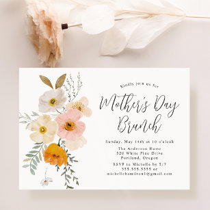 Blush and Yellow Floral Mother's Day Brunch Invitation