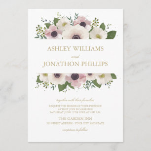 Blush Anemone Bouquet Wedding Invitation