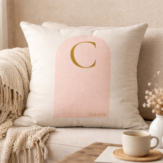 Blush Arch Monogram Throw Pillow