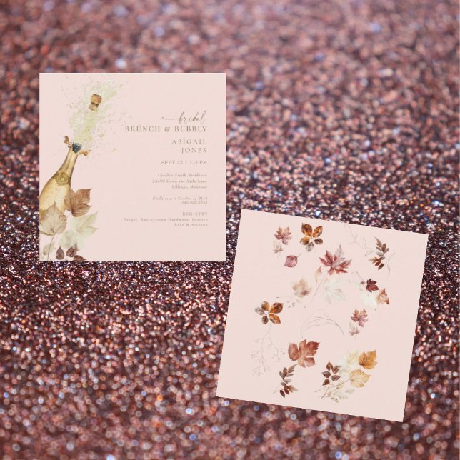 Blush Autumn Bridal Brunch & Bubbly Champagne Invitation (Creator Uploaded)