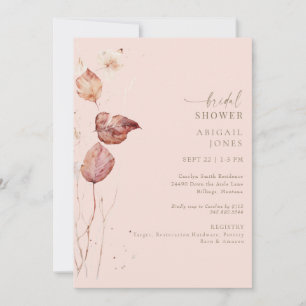 Blush Autumn Gold Text Bridal Shower Invitation