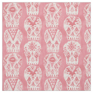 Blush AZTEC MUERTOS Tribal Sugar Skull Pattern Fabric