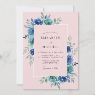 Blush Azure Petal Wedding Invitation