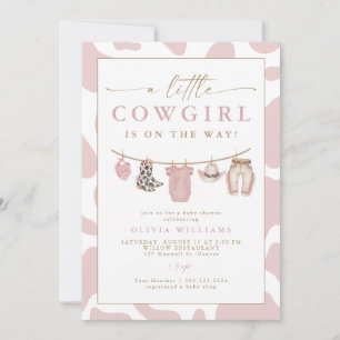 Blush Baby Clothesline Little Cowgirl Baby Shower Invitation