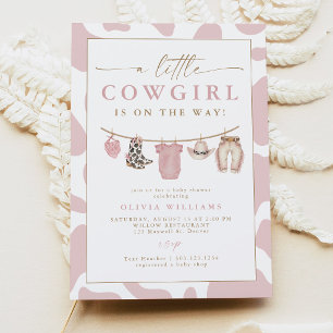 Blush Baby Clothesline Little Cowgirl Baby Shower Invitation